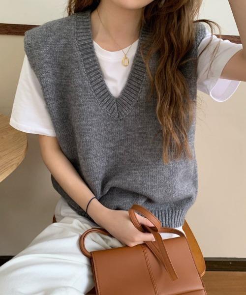 cammie ベスト ジレ Vネックニットベスト レディース : ZOZOTOWN