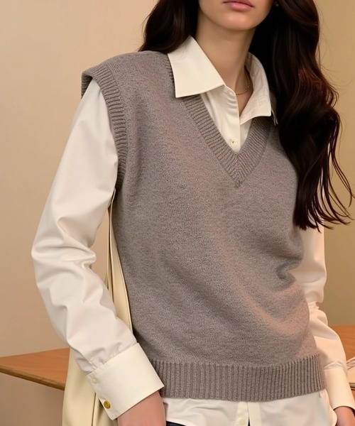 cammie ベスト ジレ Vネックニットベスト レディース : ZOZOTOWN