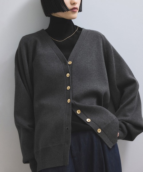 60s カシミヤカーディガン　ブラック　England製 DESHENG (デシェン) カシミヤ100％ 12G 無地 カーディガン M L LL