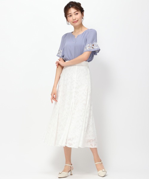 「MISCH MASCH」 半袖ブラウス フリ- ブラック レディース_画像2