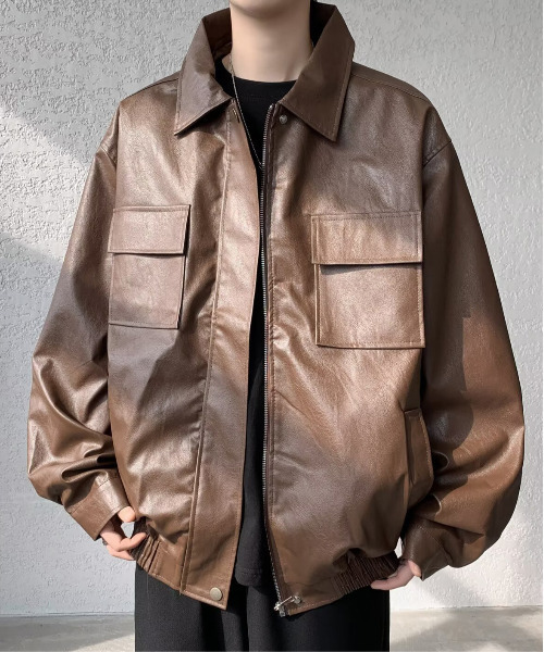 セオリー ブルゾン ジップアップジャケット ブラウン XL 大きめサイズ メンズ セオリー ブルゾン ジップアップジャケット ブラウン XL 大きめサイズ