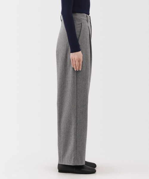 無印良品（MUJI） パンツ 婦人 縦横ストレッチ起毛 タックワイドパンツ