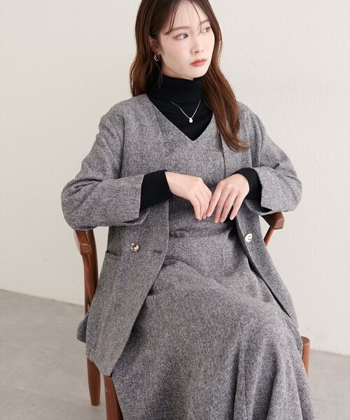 natural couture ジャケット ノーカラージャケット 「WEB限定」ノー