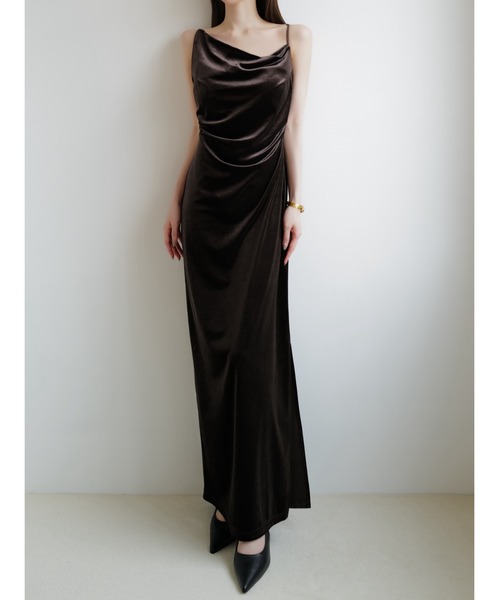 celon ワンピース velour asymmetry drape cami dress : ZOZOTOWN