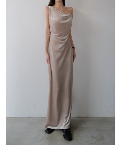 celon ワンピース velour asymmetry drape cami dress : ZOZOTOWN