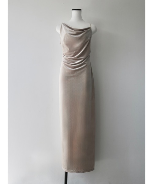 celon ワンピース velour asymmetry drape cami dress