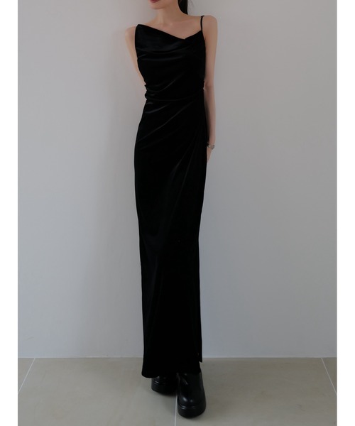 celon ワンピース velour asymmetry drape cami dress : ZOZOTOWN