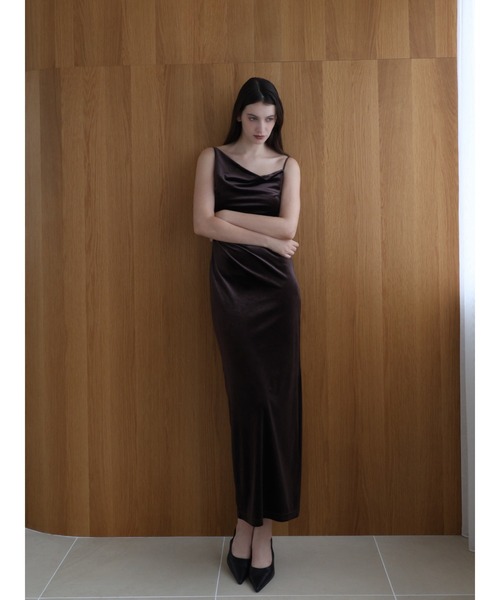 celon ワンピース velour asymmetry drape cami dress : ZOZOTOWN