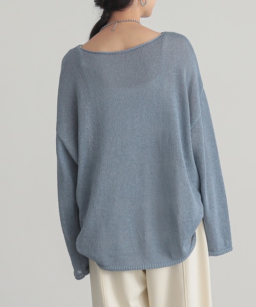 「for/c」 長袖ニット L インディゴブルー レディース_画像7