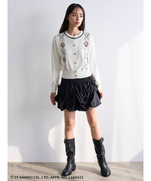 【未使用】SNIDEL ハローキティ ニットカーディガン　ショートパンツ SNIDEL カーディガン 「HELLO KITTY」アーガイルカーディガン