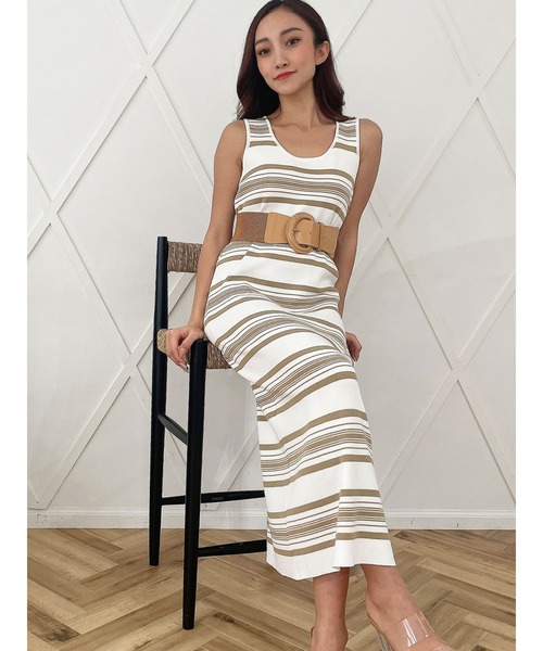 「DURAS」 ニットワンピース FREE ベージュ レディース_画像9