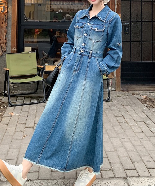 LUCPY ワンピース フレアラインデニムワンピース : ZOZOTOWN Yahoo!店