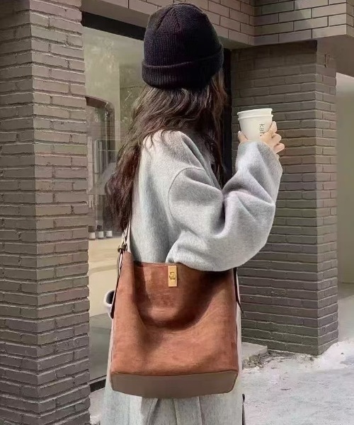トートバッグ スエードタッチワンハンドルバッグ レディース