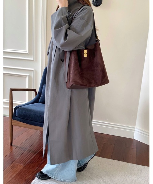 スエード レザーハンドルトートバッグ トートバッグ スエードタッチワンハンドルバッグ レディース