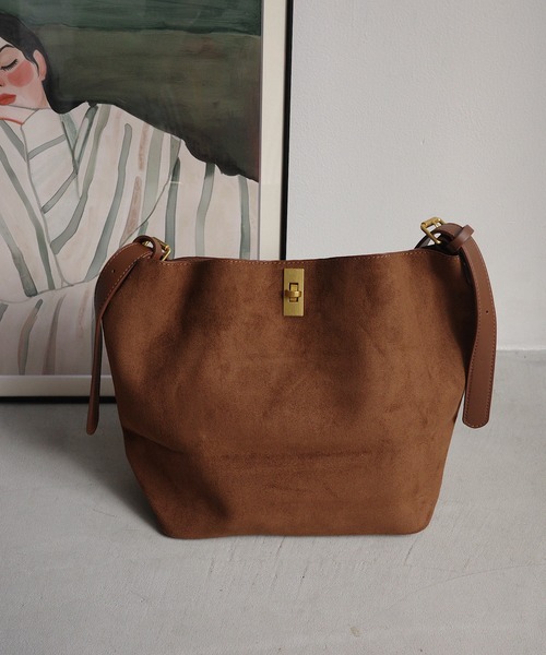 トートバッグ スエードタッチワンハンドルバッグ レディース