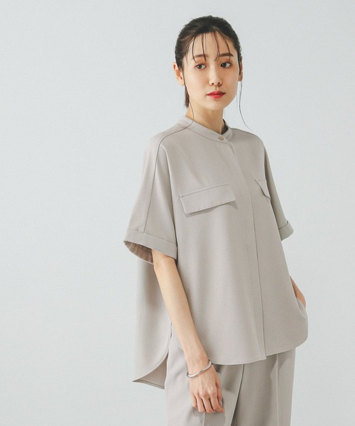 「GLOBAL WORK」 半袖ブラウス MEDIUM ライトグレー レディース_画像5