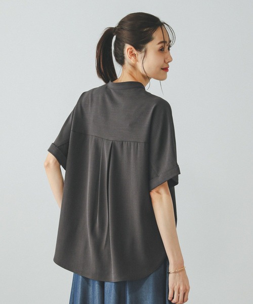 「GLOBAL WORK」 半袖ブラウス MEDIUM ライトグレー レディース_画像9