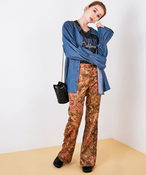 「MADEMOISELLE ROPE'」 長袖ブラウス 38 ブルー系その他4 レディース_画像9