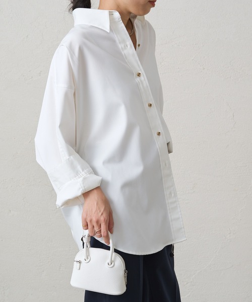 新品　Loungedress バックロゴシャツブルゾン　ホワイト　ラウンジドレス 新品 Loungedress バックロゴシャツブルゾン ホワイト ラウンジドレス