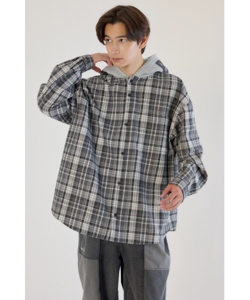 ロデオクラウンズ ワイドボウル（RODEO CROWNS WIDE BOWL）/ボンディングフーデッドチェックシャツ RODEO CROWNS WIDE BOWL（ロデオクラウンズワイドボウル） シャツ