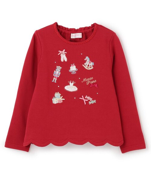【りみちゃん】mezzopiano 裾スカラップ トレーナー 140 mezzo piano トレーナー くるみ割り人形アップリケ裾スカラップ