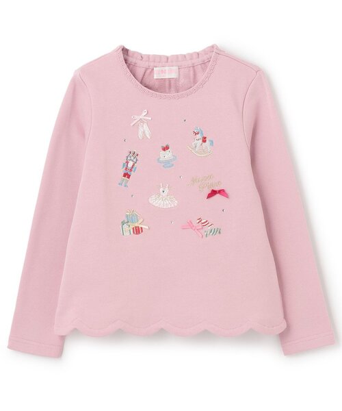 mezzo piano トレーナー くるみ割り人形アップリケ裾スカラップ