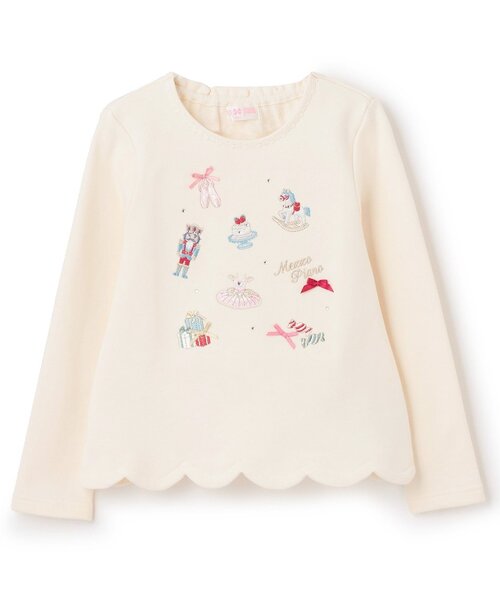 mezzo piano トレーナー くるみ割り人形アップリケ裾スカラップ