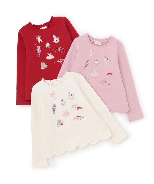 mezzo piano トレーナー くるみ割り人形アップリケ裾スカラップ