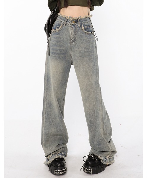 「.KOM」 デニムパンツ M グレー レディース_画像5