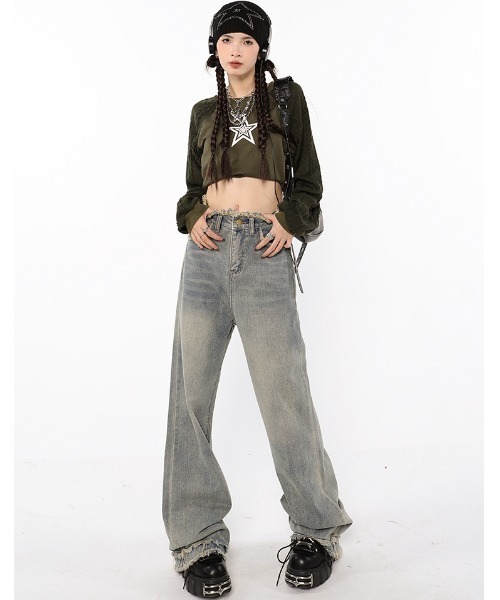 「.KOM」 デニムパンツ M グレー レディース_画像6