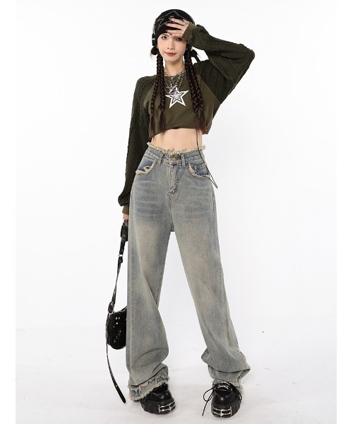 「.KOM」 デニムパンツ M グレー レディース_画像8