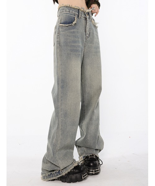 「.KOM」 デニムパンツ M グレー レディース_画像9