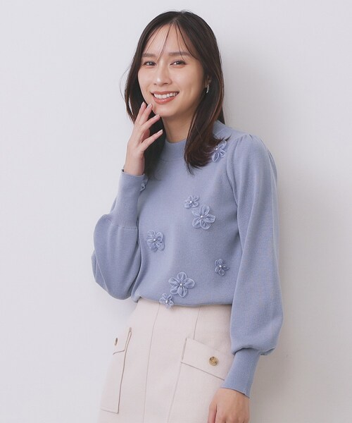 index（インデックス） ニット セーター フラワーモチーフハイネック