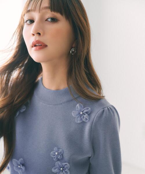 index（インデックス） ニット セーター フラワーモチーフハイネック