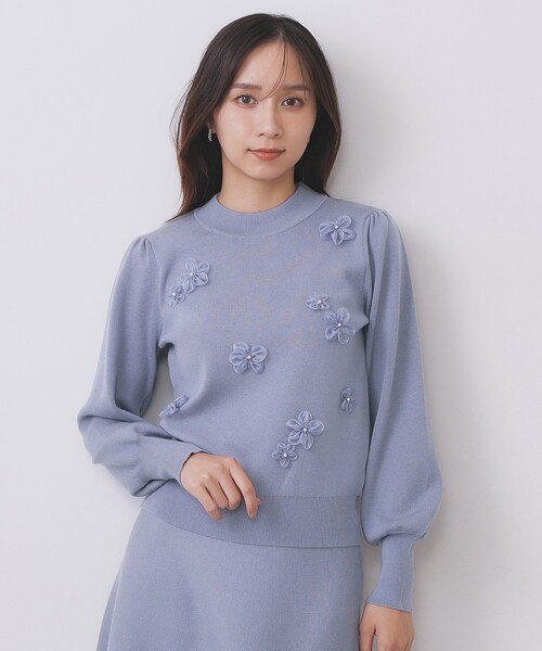 index（インデックス） ニット セーター フラワーモチーフハイネック