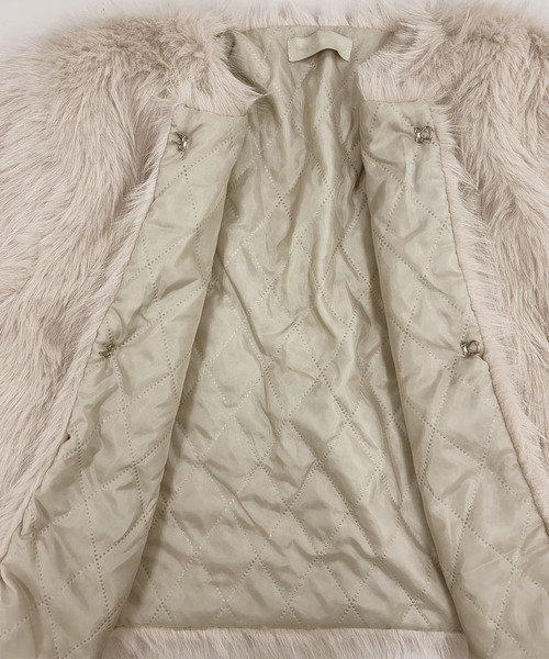 Kuroba ノーカラーコート コート フェイクファーコート レディース