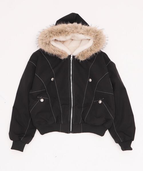 dispark ブルゾン アウター DISPARK/フェイクファーフードボンバー