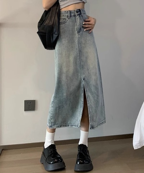 「shameless」 デニムスカート M ブルー レディース_画像3