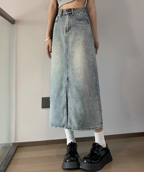 「shameless」 デニムスカート M ブルー レディース_画像4