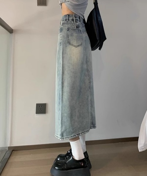 「shameless」 デニムスカート M ブルー レディース_画像6