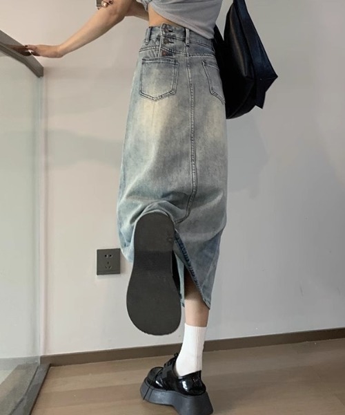 「shameless」 デニムスカート M ブルー レディース_画像8