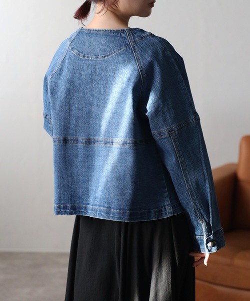 「&HALF」 デニムジャケット M ブルー レディース_画像4