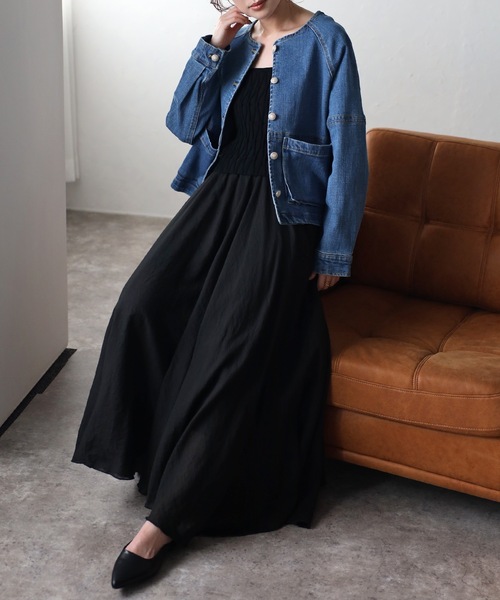 「&HALF」 デニムジャケット M ブルー レディース_画像5