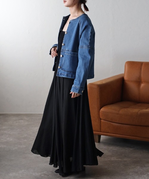 「&HALF」 デニムジャケット M ブルー レディース_画像7