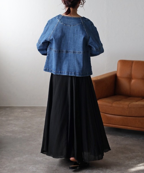 「&HALF」 デニムジャケット M ブルー レディース_画像8