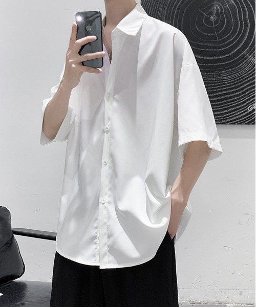 「NEW GENTLEMAN」 半袖シャツ L ホワイト メンズ_画像2
