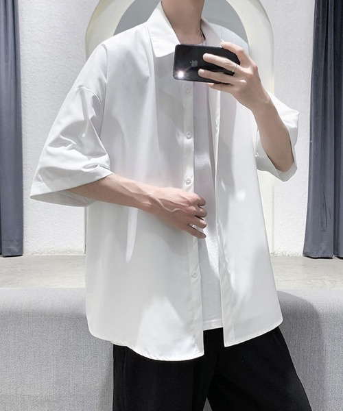 「NEW GENTLEMAN」 半袖シャツ L ホワイト メンズ_画像7