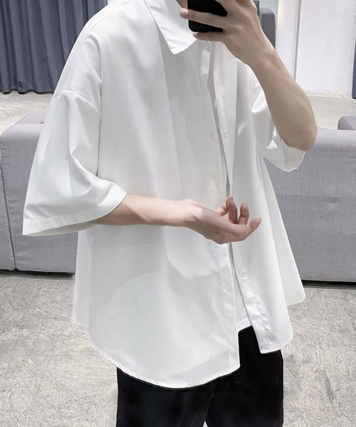 「NEW GENTLEMAN」 半袖シャツ L ホワイト メンズ_画像9