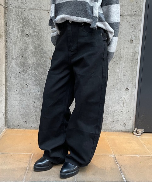 Roger&Raw（ロジャーアンドロウ） ワイドパンツ パンツ スタッズベルト