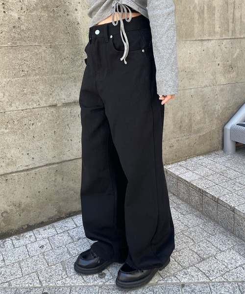Roger&Raw（ロジャーアンドロウ） ワイドパンツ パンツ スタッズベルト